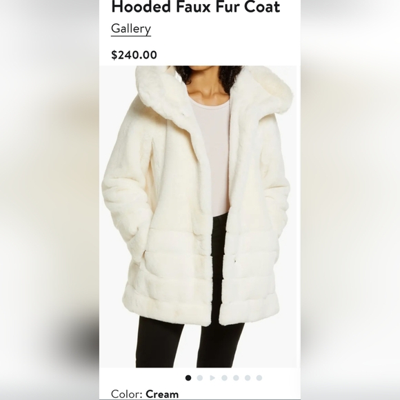 Gallery Women's Super Soft Faux Fur Coat Hooded Hook/Button Ivory Small - Picture 7 of 16